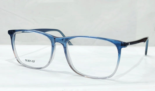Wide square glossy blue Tueton sheet eyewear frame with Blue Cut lenses – premium unisex design on a white background