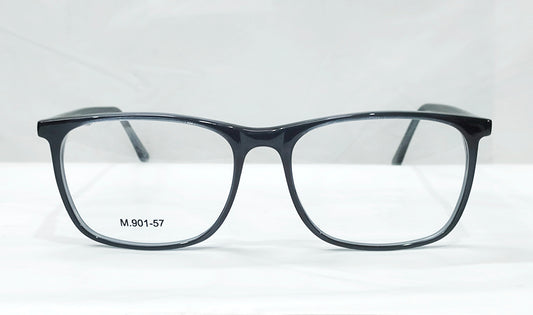Wide square glossy opal gray sheet eyewear frame with Blue Cut lenses – stylish unisex glasses on white background